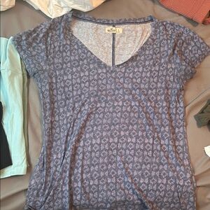 Hollister Blue Patterned Short Sleeve Tee